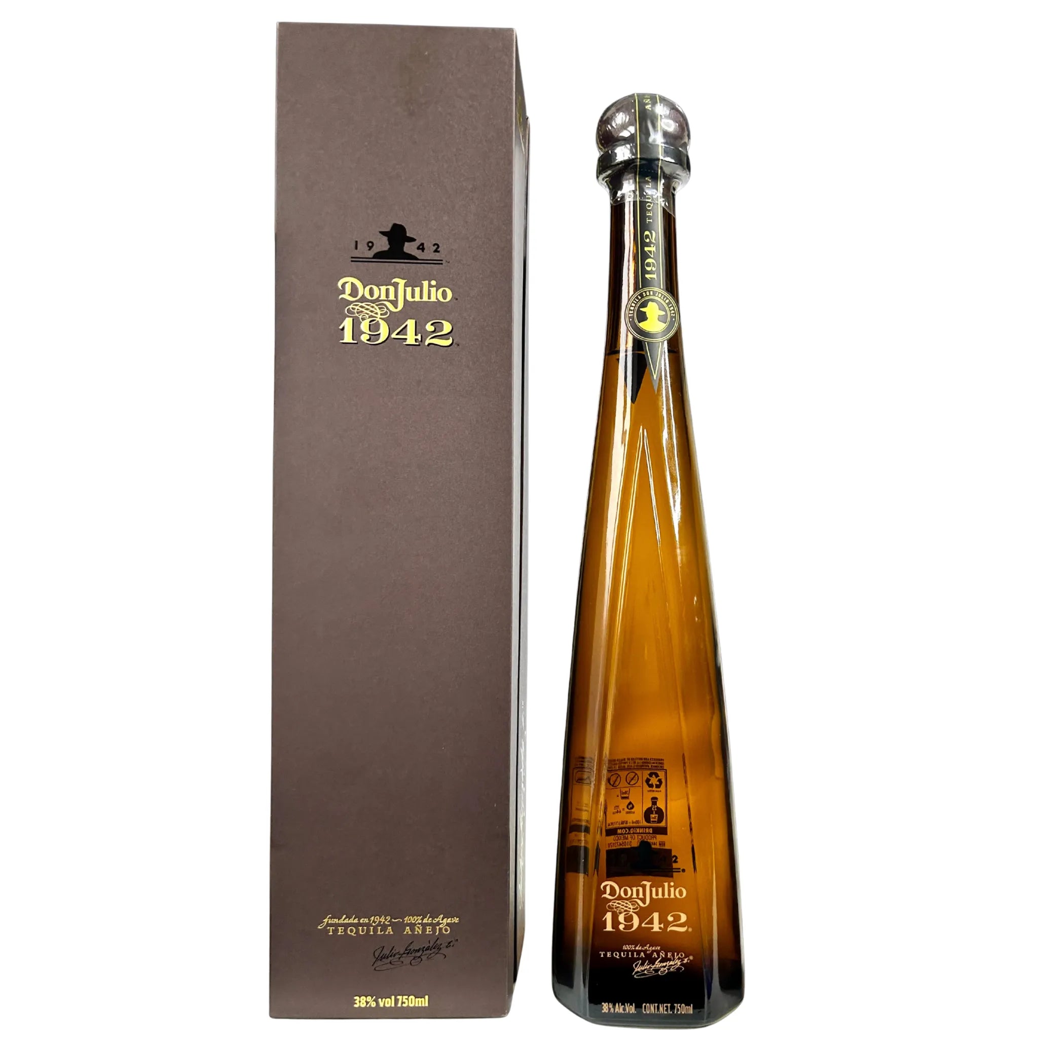 Don Julio 1942 tequila bottle with box side by side
