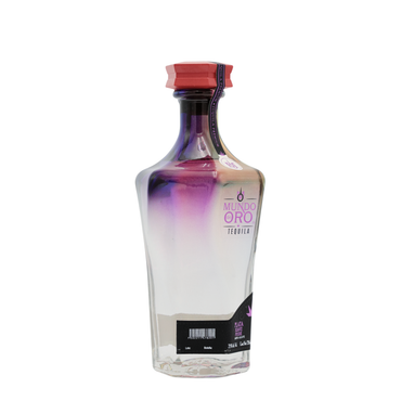 Mundo de Oro Plata tequila 750ml bottle side view showing label and branding details