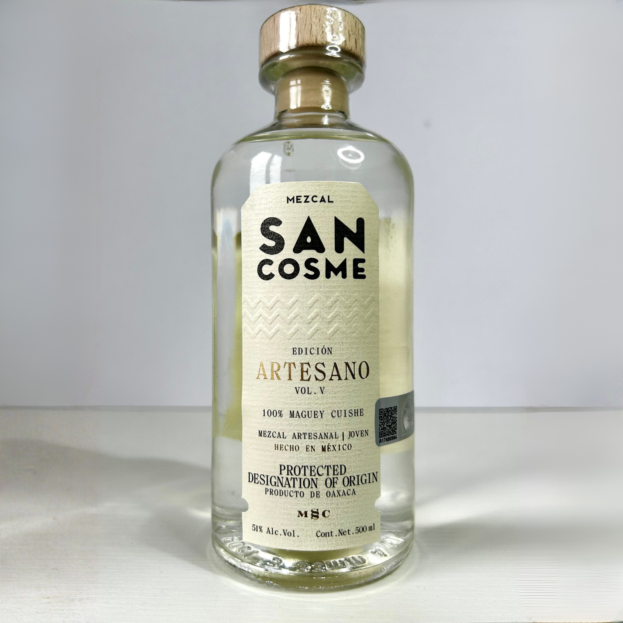 San Cosme Mezcal Artesano Cuishe bottle front view