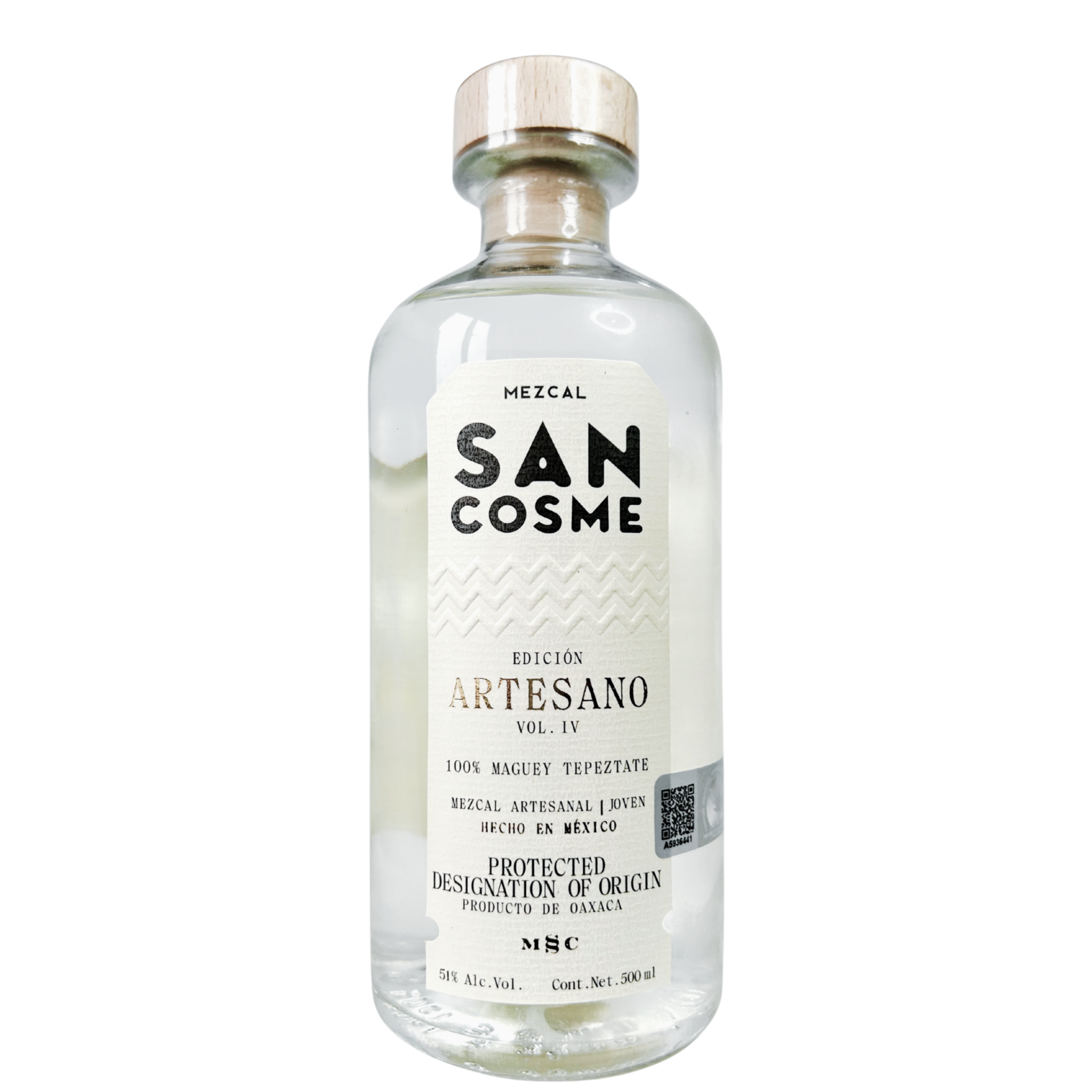 San Cosme Mezcal Artesano Tepeztate bottle isolated on white